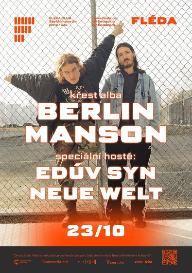 Plakát události Berlin Manson (křest) + Edúv syn + Neue Welt