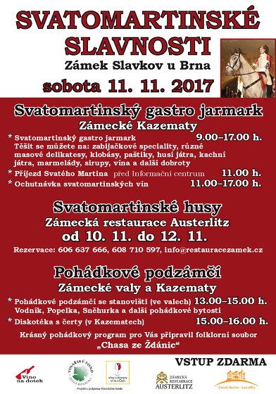 Plakát události Svatomartinské slavnosti na Zámku ve Slavkově u Brna v sobotu 11.11.2017