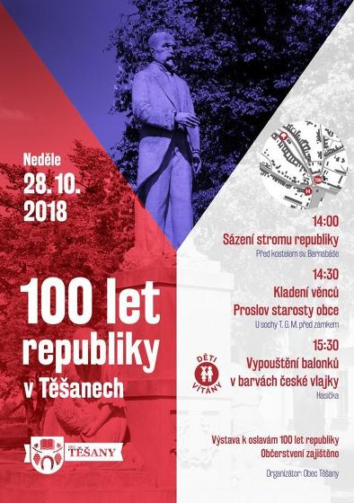 Plakát události 100 let republiky v Těšanech