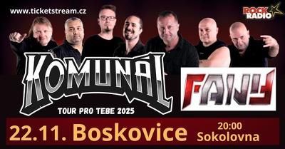 Plakát události Komunál a Fany, Boskovice