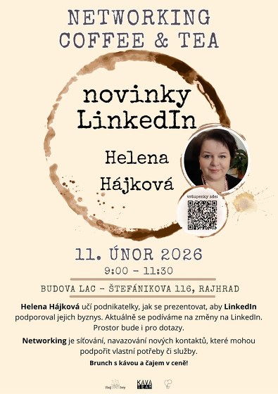 Plakát události Networking Coffee & Tea s Helenou Hájkovou