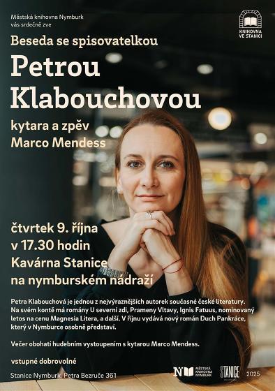 Plakát události Beseda se spisovatelkou Petrou Klabouchovou