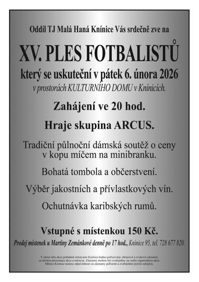 Plakát události XV. Ples fotbalistů, Knínice