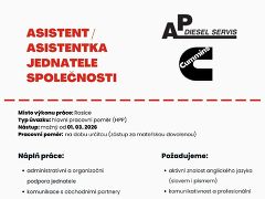 AP diesel servis, s.r.o. nabízí práci na pozici asistent/asistentka jednatele společnosti v obci Rosice