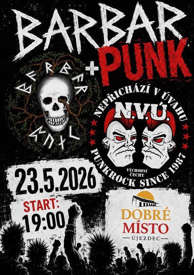 Plakát události N.V.Ú.  & BARBAR PUNK