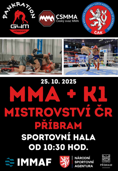Plakát události Mistroství ČR MMA & K-1 Příbram 2025