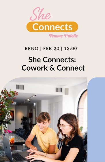 Plakát události She Connects: Brno Cowork & Connect