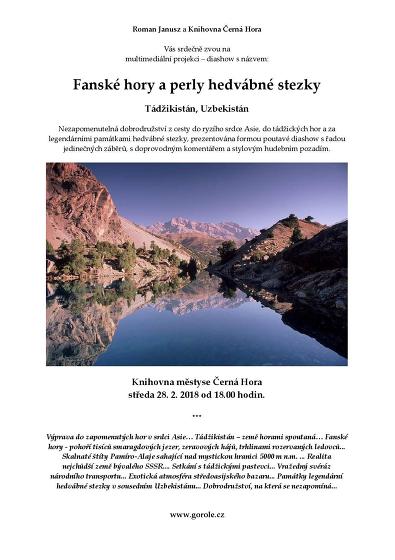 Plakát události Fanské hory a perly hedvábné stezky -Tádžikistán, Uzbekistán