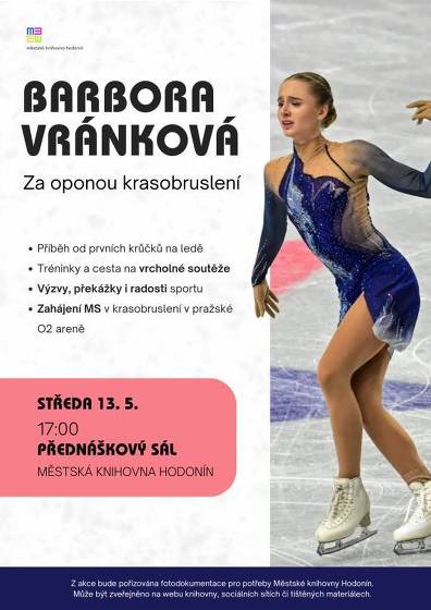 Plakát události Za oponou krasobruslení: Beseda s Barborou Vránkovou