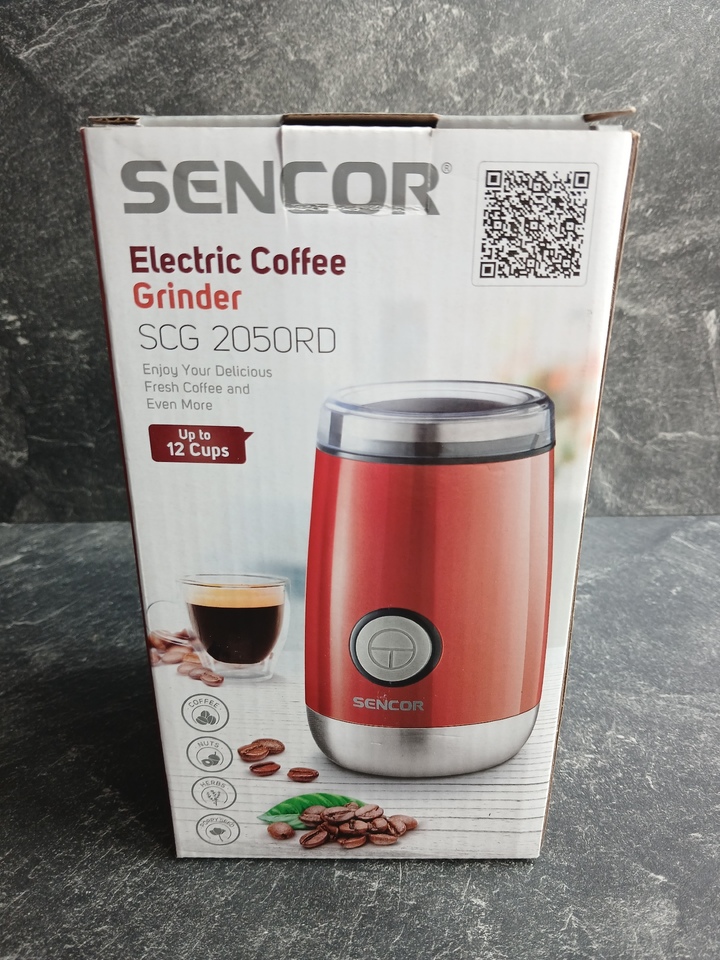 Elektrický mlýnek Sencor na zrnkovou kávu, ořechy, bylinky, mák a koření