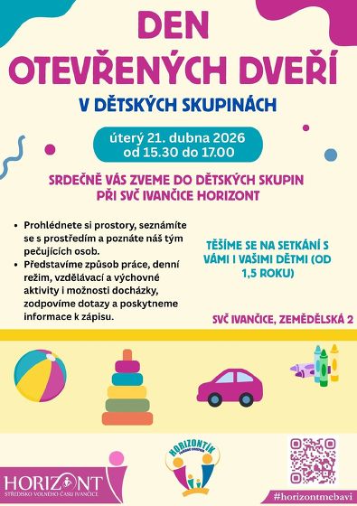 Plakát události Den otevřených dveří v dětských skupinách Horizontu