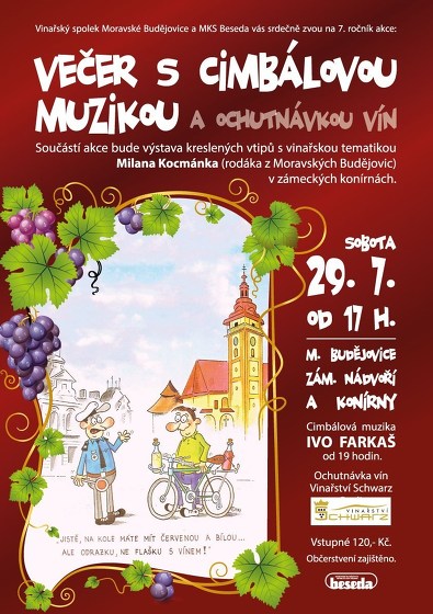 Plakát události Večer s cimbálovou muzikou a ochutnávkou vín