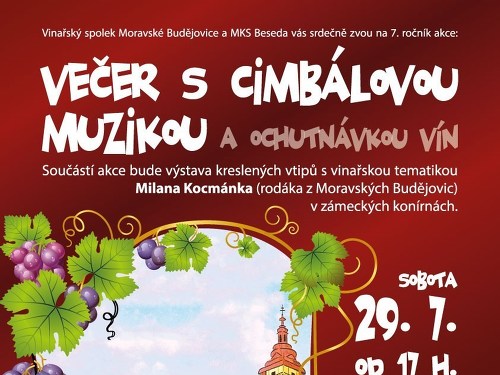 Plakát události Večer s cimbálovou muzikou a ochutnávkou vín