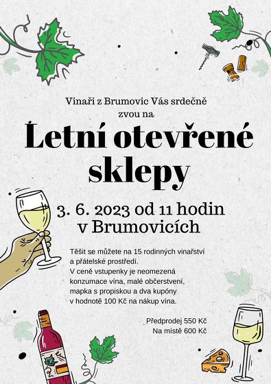 Plakát události Letní otevřené sklepy Brumovice 2023