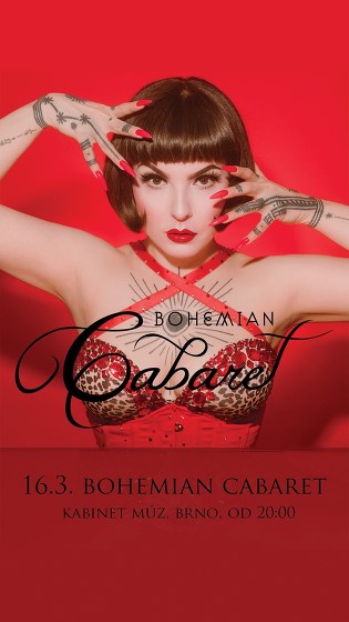 Plakát události Bohemian Cabaret v Kabinetu Múz