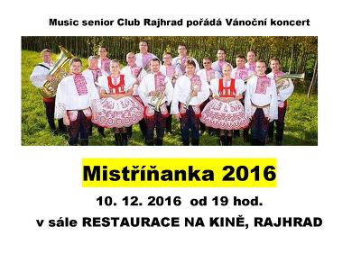 Plakát události vánoční koncert Mistříňanka