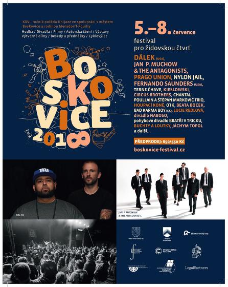Plakát události Festival Boskovice – festival pro židovskou čtvrť, 5. - 8. 7.
