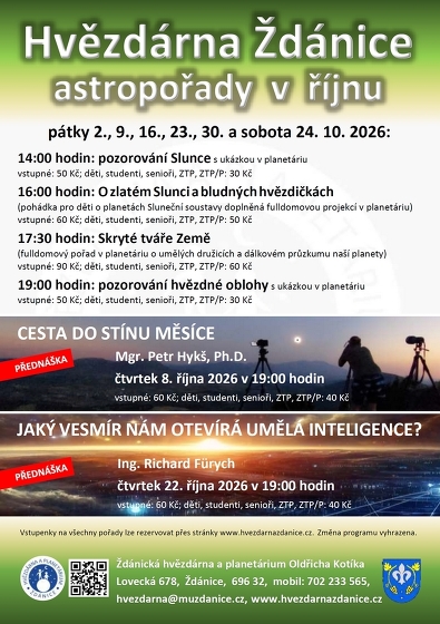 Plakát události Hvězdárna Ždánice: astropořady v říjnu