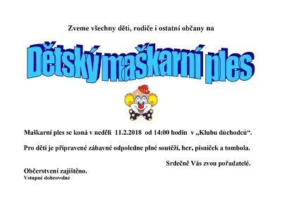 Plakát události Dětský maškarní ples