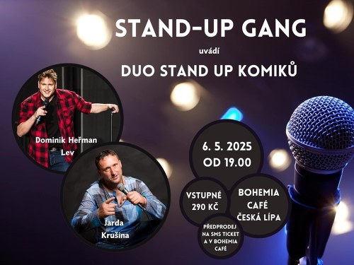 Plakát události Stand up gang Dominik Heřman Lev a Jarda Krušina