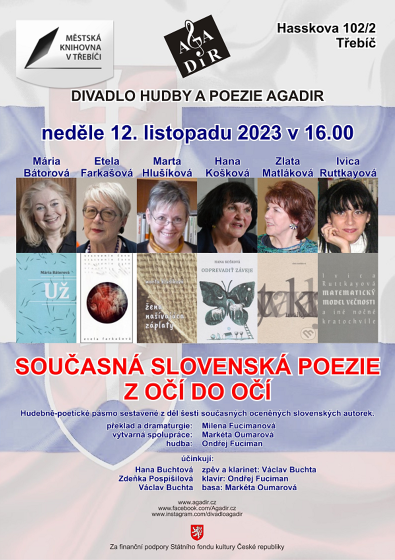 Plakát události Současná slovenská poezie z očí do očí / Agadir