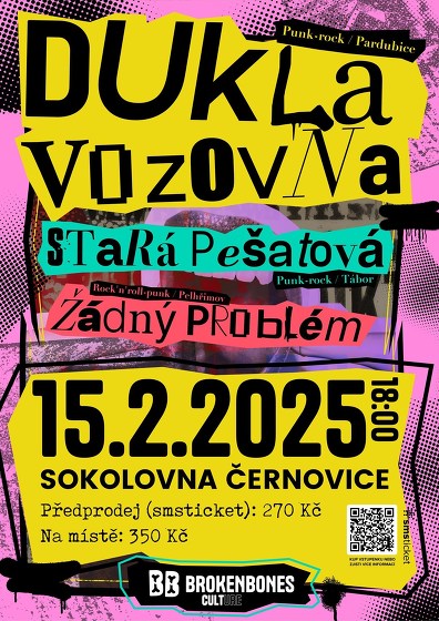 Plakát události Dukla Vozovna + Stará  Pešatová + Žádný Problém