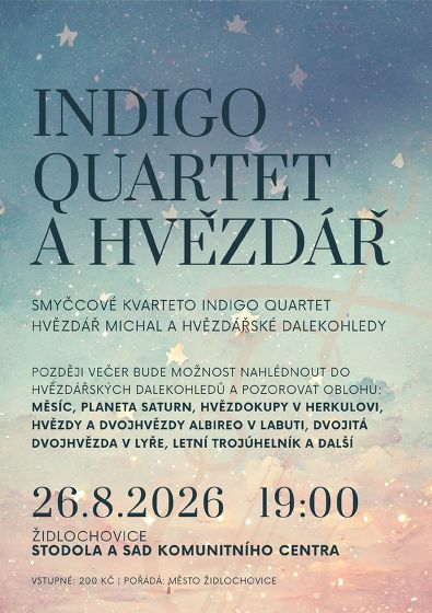 Plakát události Indigo Quartet a hvězdář