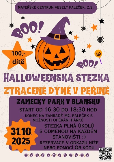 Plakát události Halloweenská stezka ztracené dýně v peřině