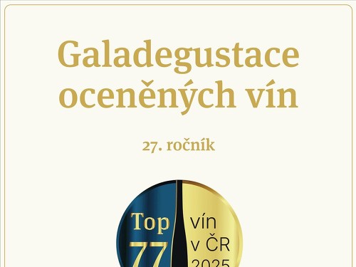 Plakát události Galadegustace 27. ročníku soutěže TOP 77 vín v ČR 2025