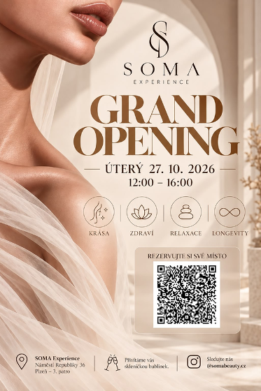 Plakát události GRAND OPENING & Den otevřených dveří SOMA BEAUTY Plzeň