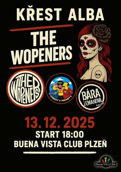 Plakát události Křest alba The Wopeners + hosté Bára Zemanová a Fredy&Krasty