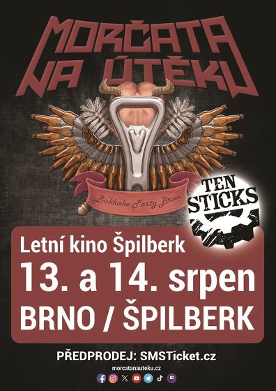 Plakát události Morčata na útěku, Ten Sticks na Špilberku - ČTVRTEK