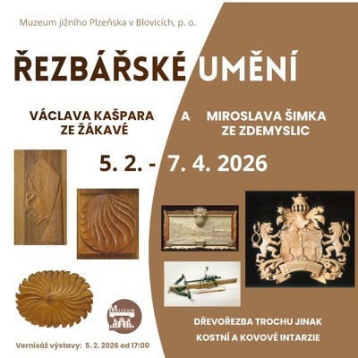 Plakát události Řezbářské umění Miloslava Šimka a Václava Kašpara