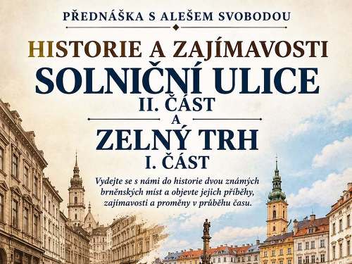 Plakát události Historie a zajímavosti Solniční ulice II. část a Zelný trh I. část