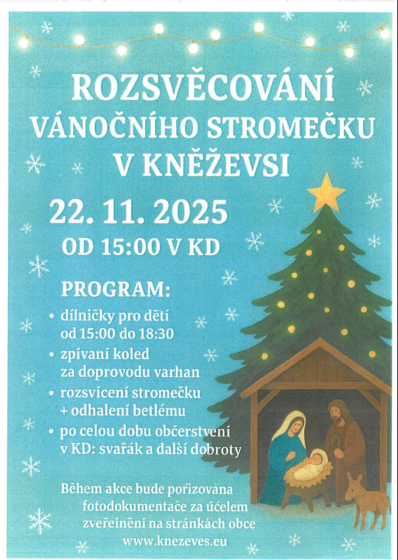 Plakát události Rozsvěcování vánočního stromečku, Kněževes