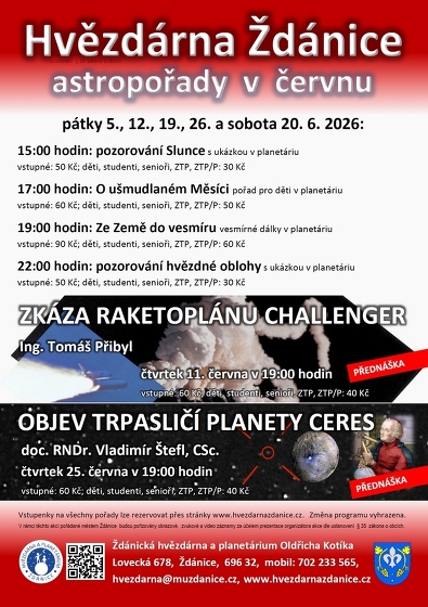 Plakát události Hvězdárna Ždánice: astropořady v červnu