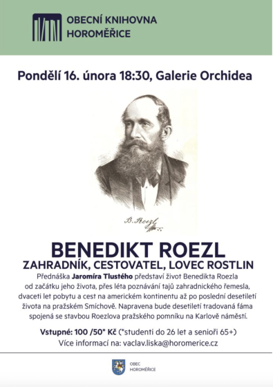 Plakát události Benedikt Roezl - zahradník, cestovatel, lovec rostlin