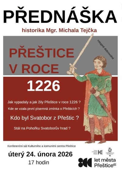 Plakát události Přeštice v roce 1226 - přednáška Mgr. Michala Tejčka