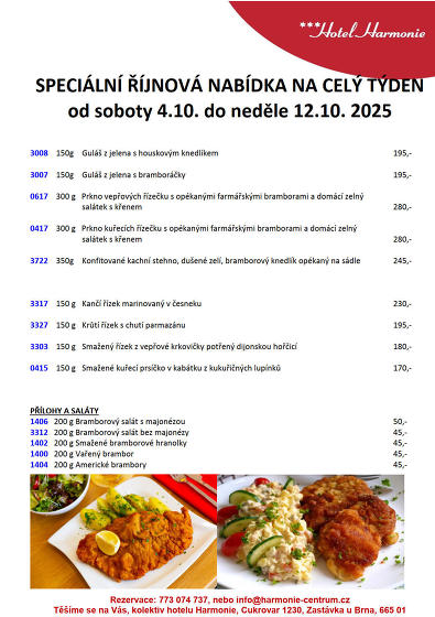 Plakát události Speciální říjnová gastro nabídka na celý týden