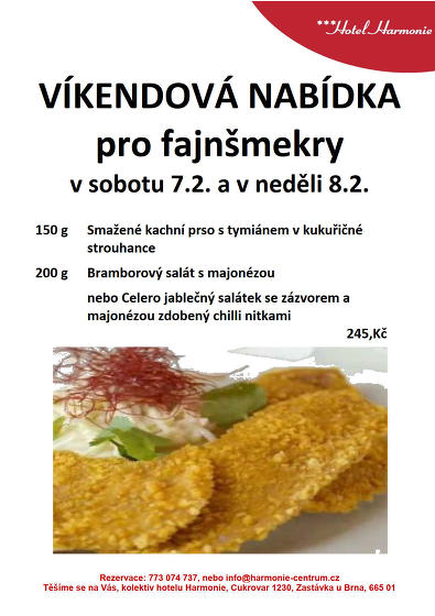 Plakát události Víkendová nabídka menu