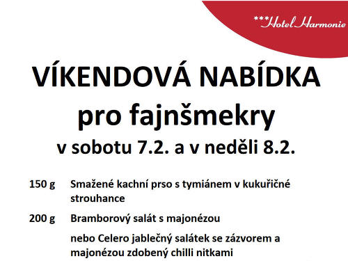 Víkendová nabídka menu