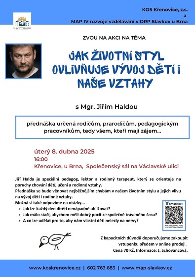 Plakát události Jak životní styl ovlivňuje vývoj dětí i naše vztahy