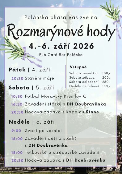 Plakát události Tradiční rozmarýnové hody v Polánce u MK