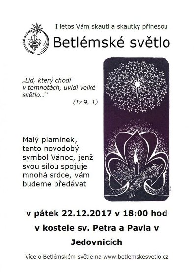 Plakát události Betlémské světlo 22., 24. 12.
