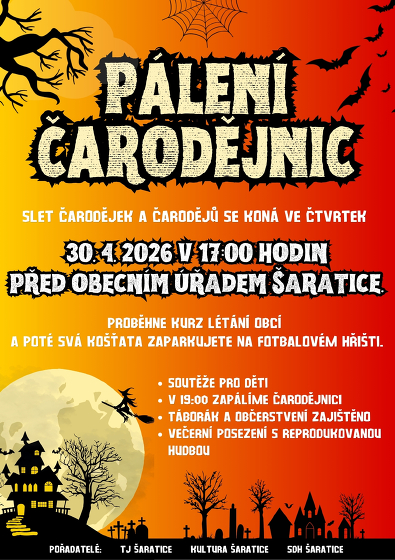 Plakát události Pálení čarodějnic v Šaraticích