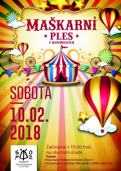 Plakát události Maškarní ples v Kupařovicích