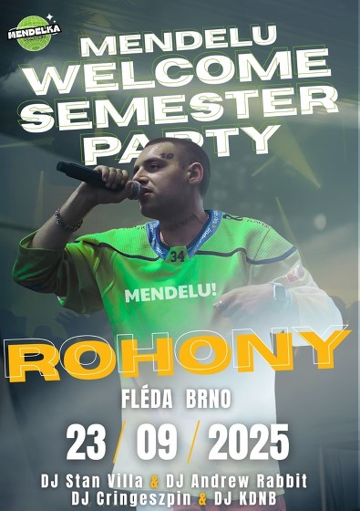Plakát události ROHONY live - Welcome Semester Party x Fléda Brno