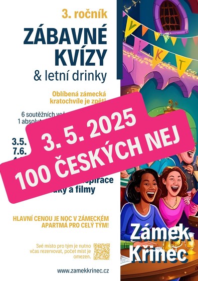 Plakát události Zábavný kvíz na zámku Křinec | 100 českých nej