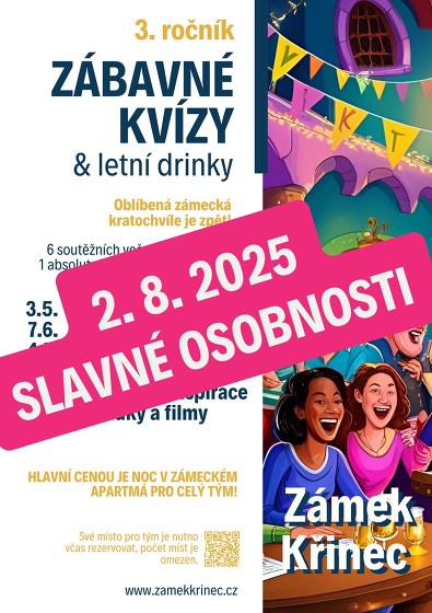 Plakát události Zábavný kvíz na zámku Křinec | Slavné osobnosti