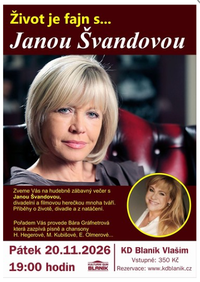 Plakát události Hudebně zábavný večer s Janou Švandovou